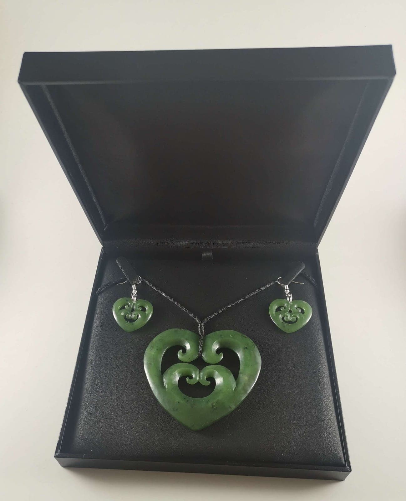 Quadruple Koru Heart Pendant & Earrings Set — view 1