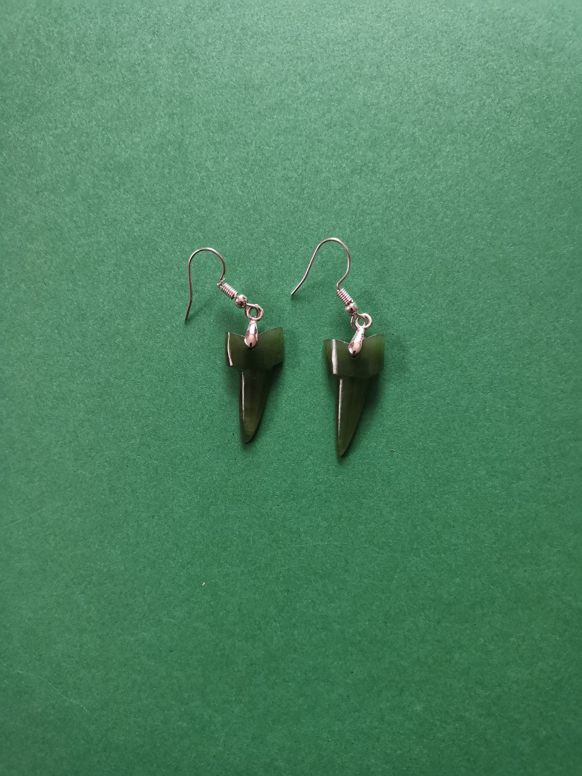 Greenstone Shark Teeth Earrings — view 1