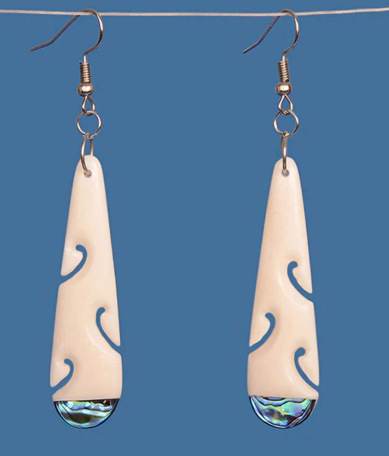 Bone Drop Pāua Tip Earrings — view 1