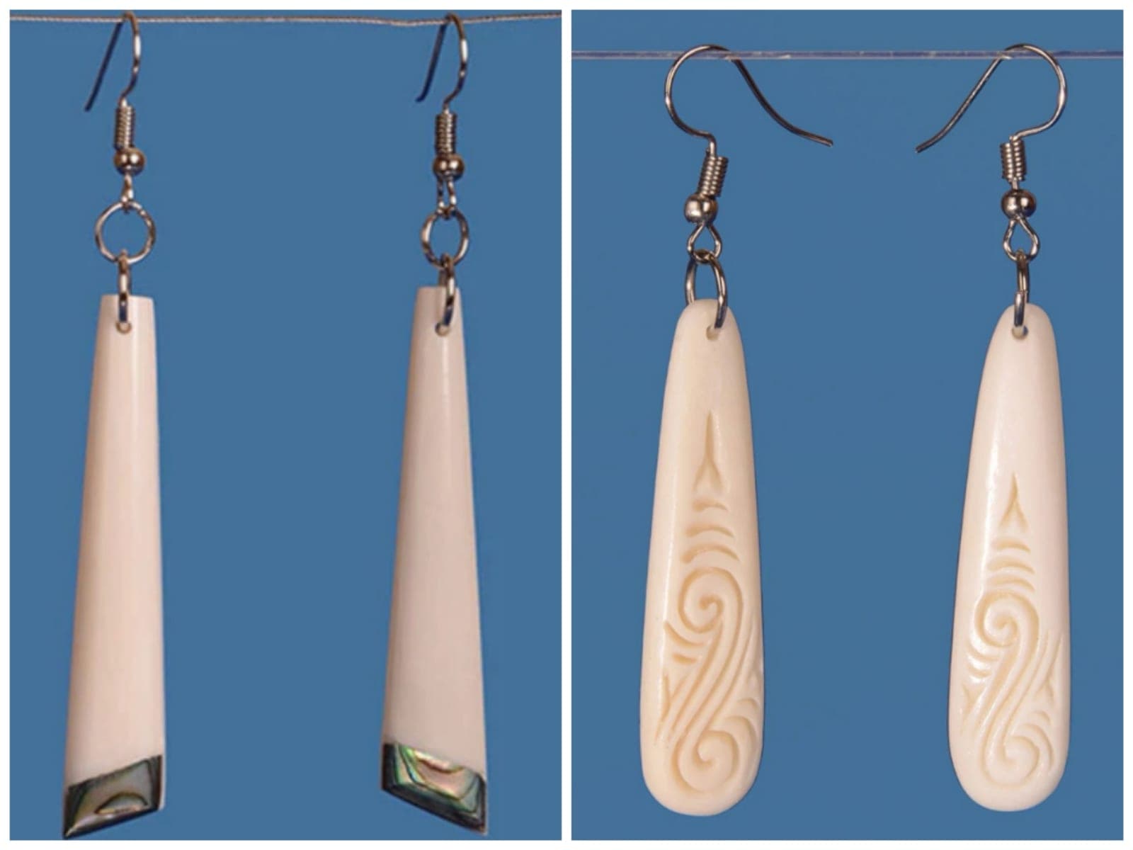 Paua Tip Bone & long Drop Earrings "Special 2 for $50.00 " — view 1