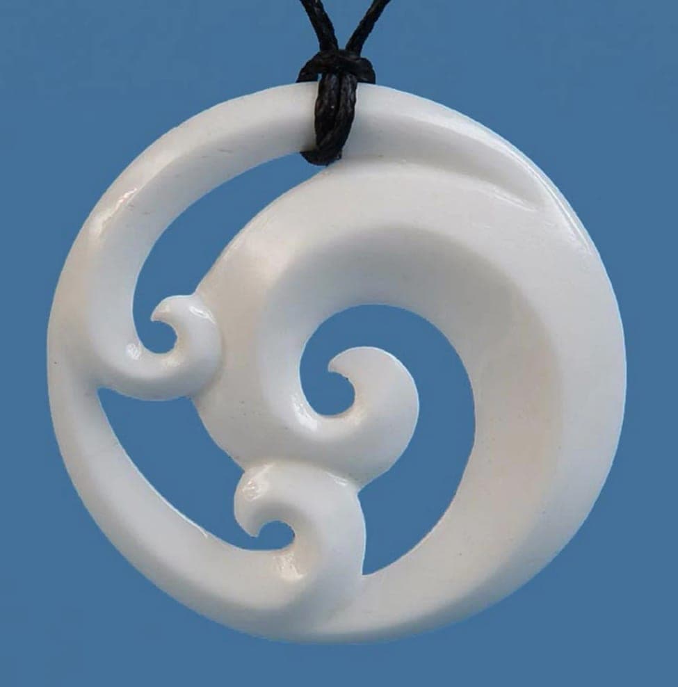 Bone Triple Koru Pendant — view 1