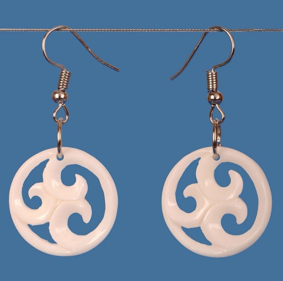 Bone Triple Koru Earrings — view 1
