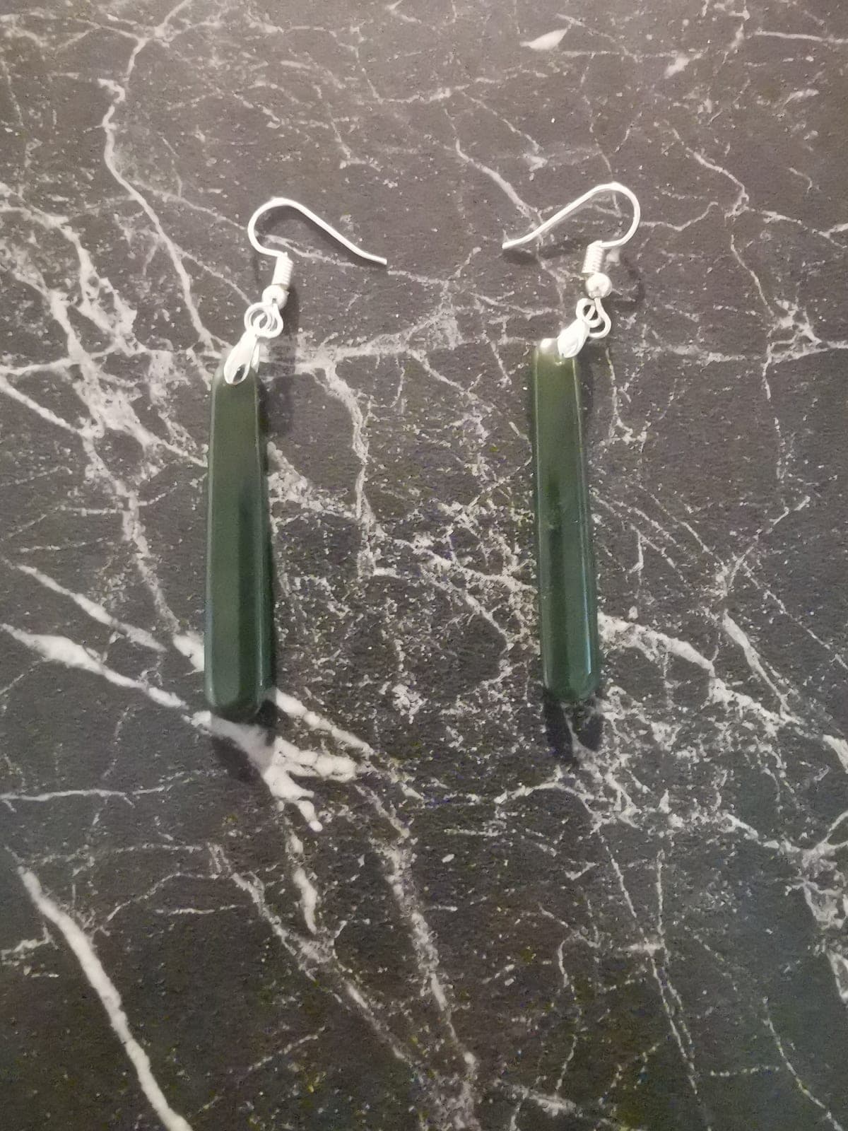 Small  Greenstone Drop Earrings — view 1