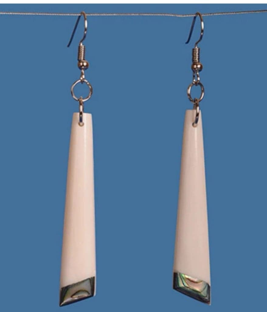 Bone Drop Paua Tip  Earrings — view 1