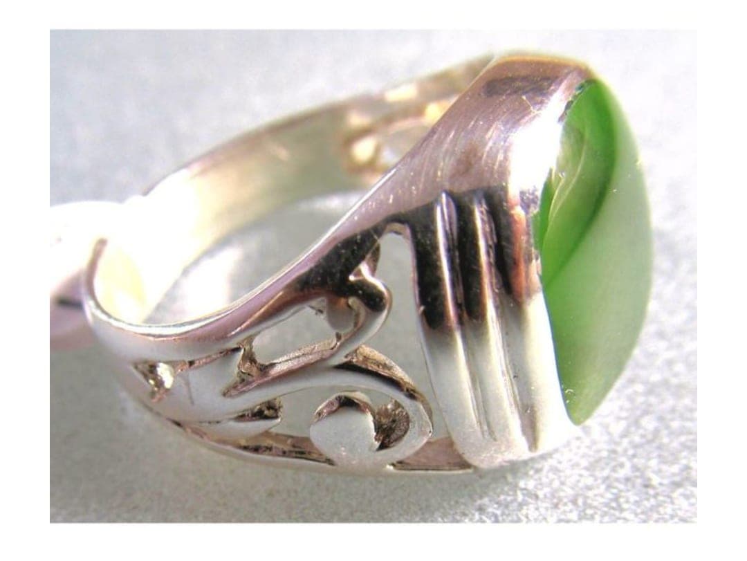 Square Koru Greenstone Ring — view 1