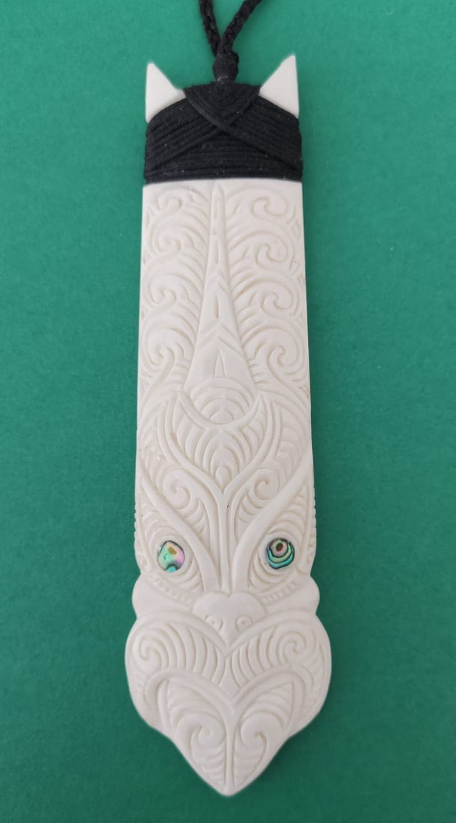 Bone Tiki Taiaha XL Pendant — view 1