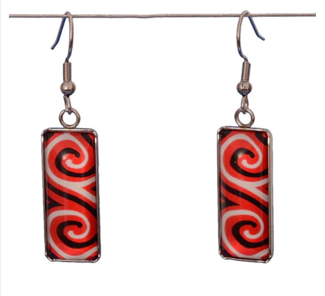 Red Kowhaiwhai Earrings — view 1
