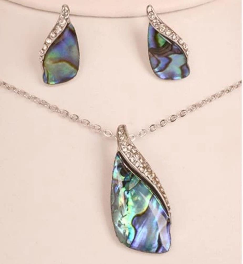 Paua Pendant and Earrings Set — view 1