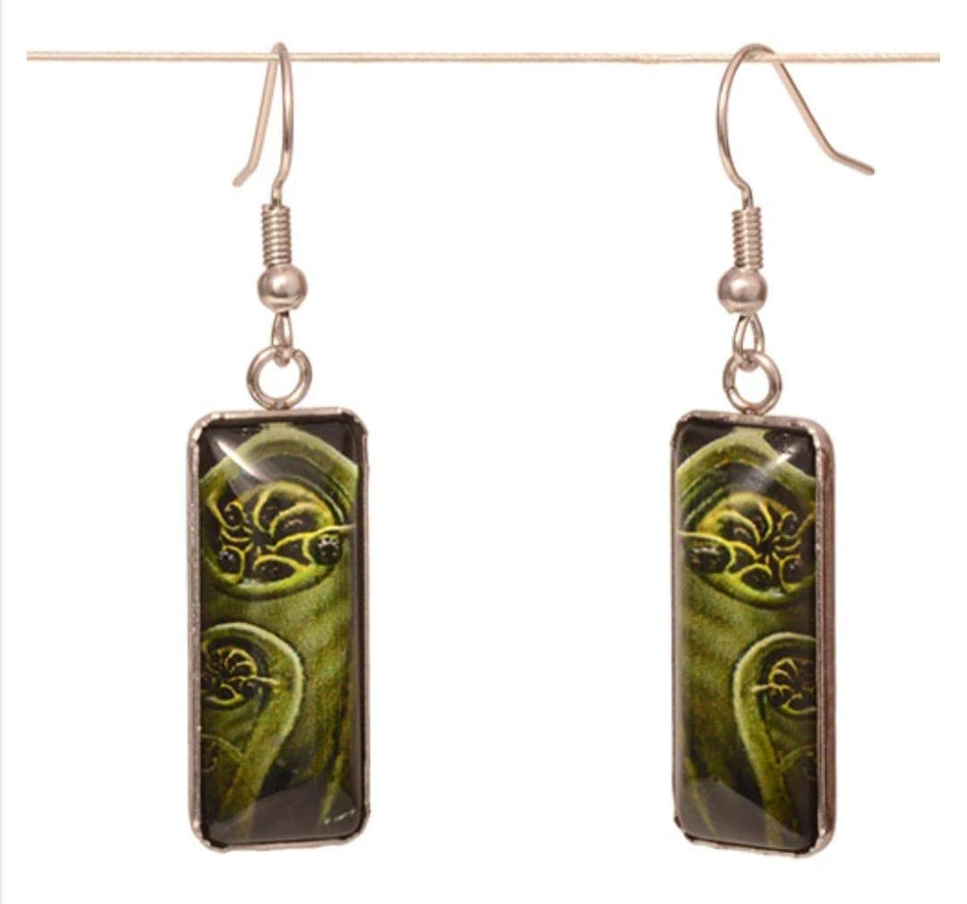 Green Koru Resin Earrings — view 1