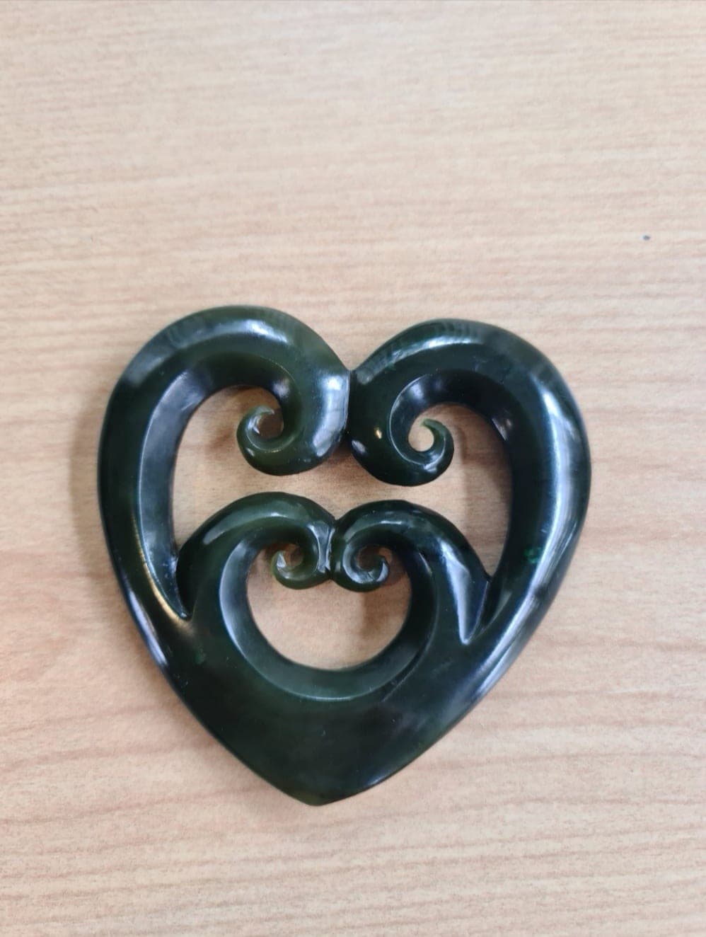 Quadruple Koru Heart Greenstone — view 1