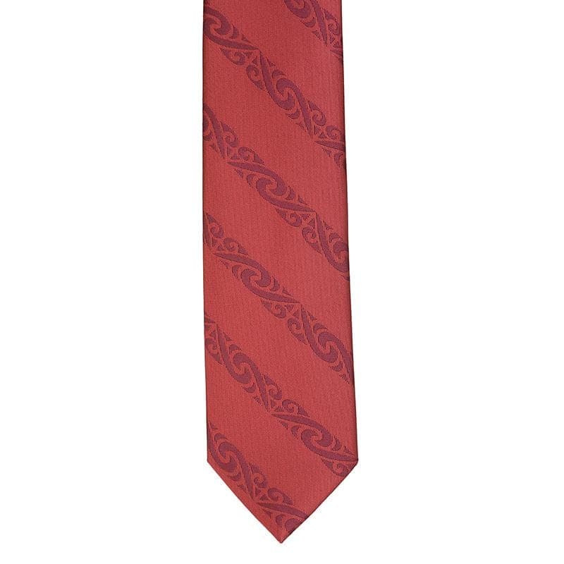 Maroon Māori Neck Tie — view 1