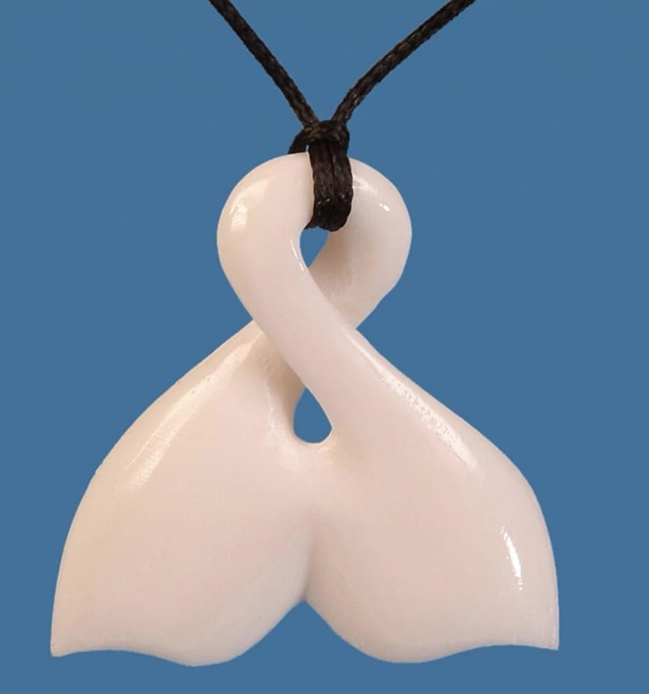 Bone Whale Tail Twist Pendant — view 1