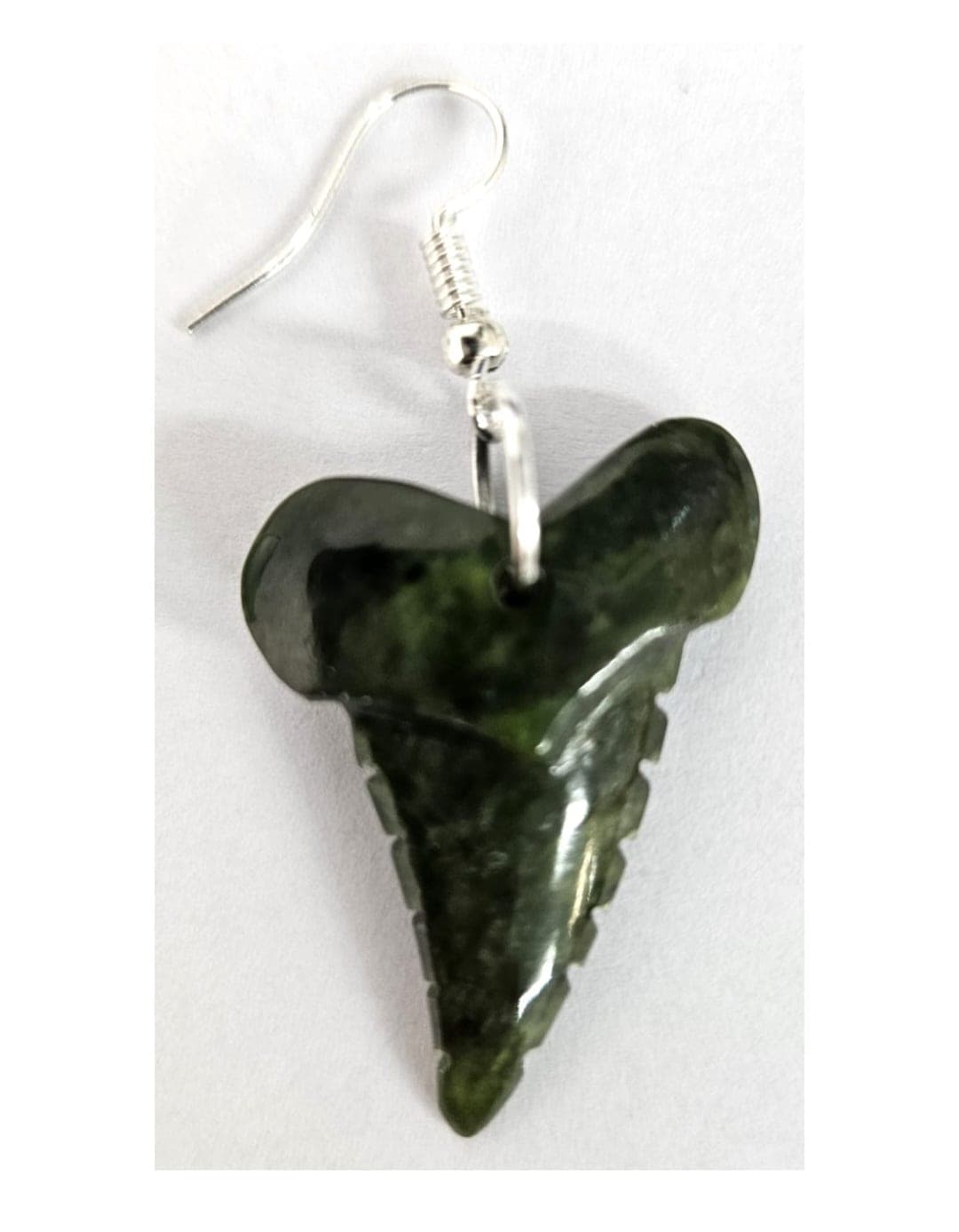 NZ Greenstone Sharkteeth Earrings — view 1